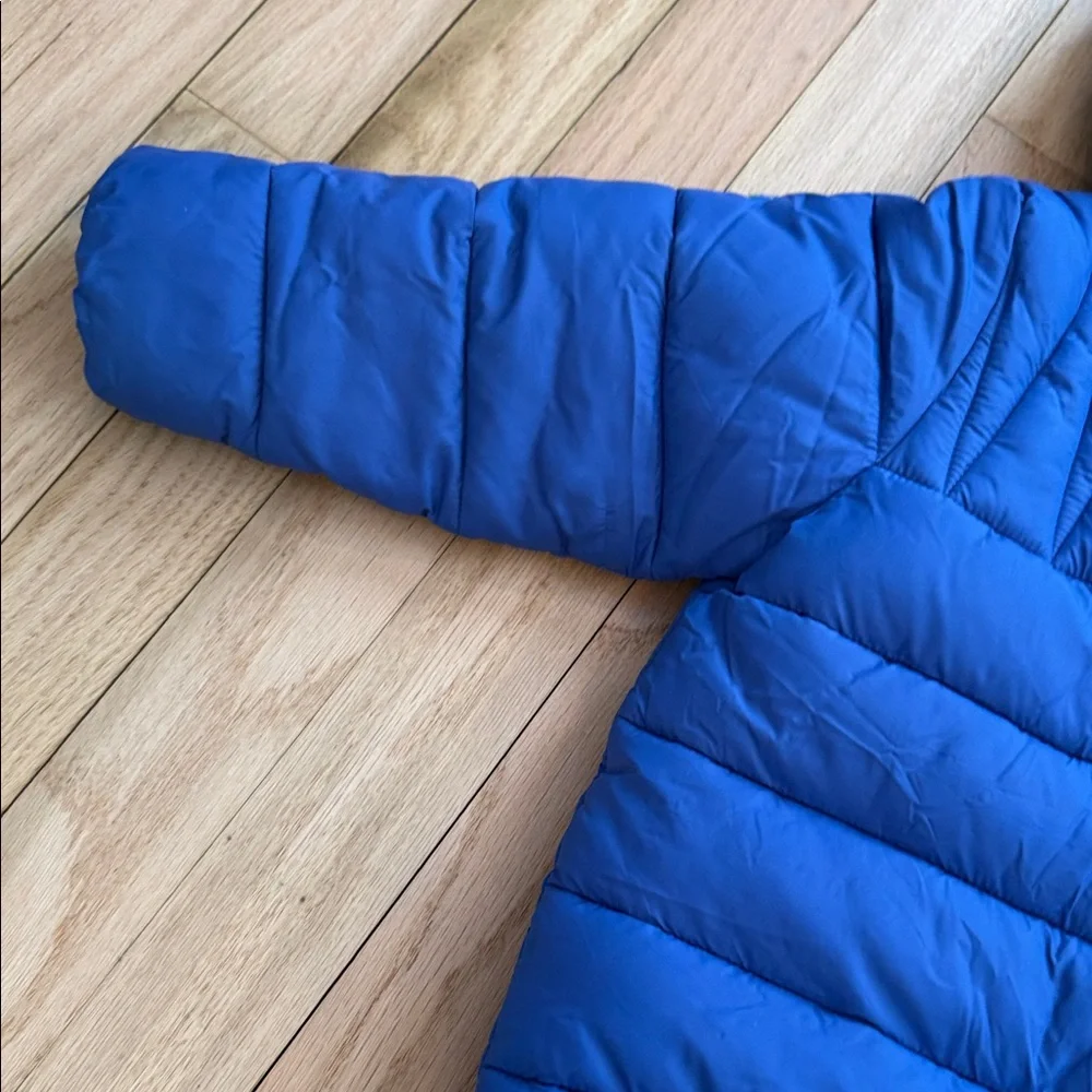 SNOZU Toddler Blue & Neon Green Hood Puffer Fleece Lined Jacket with Double Zip